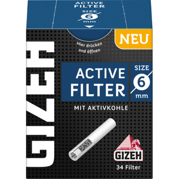 GIZEH BLACK Active Filter 6mm - 34 Stck