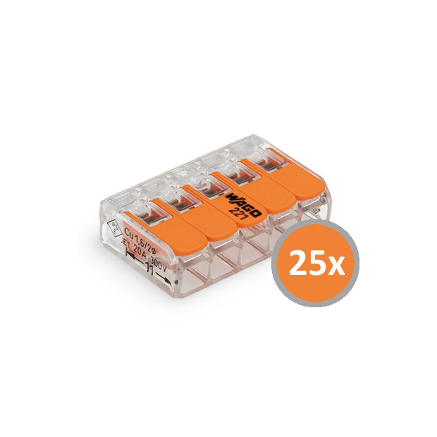 Wago Verbindungsklemme 5-fach - Karton à 25 Stk