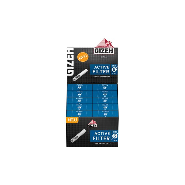 GIZEH BLACK Active Filter 6mm Schachtel - 10x34 Stück