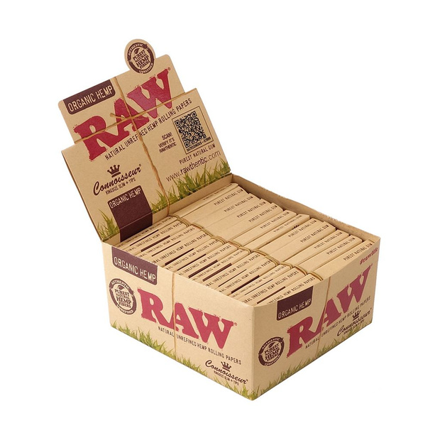 RAW Organic Hemp Connoisseur Kingsize Slim + Tips Box (24St)