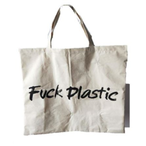 Tragtasche Stoff "Fuck Plastic" 70x60cm